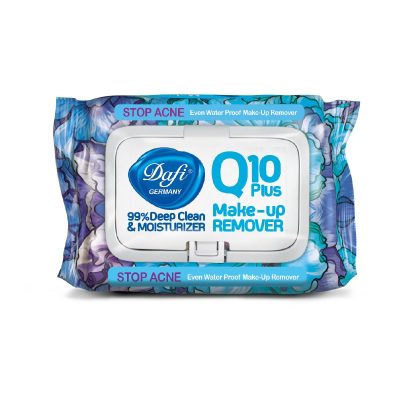 دستمال مرطوب پاک کننده آرایش دافی مدل Q10 طرح گل 1 بسته 50 عددی